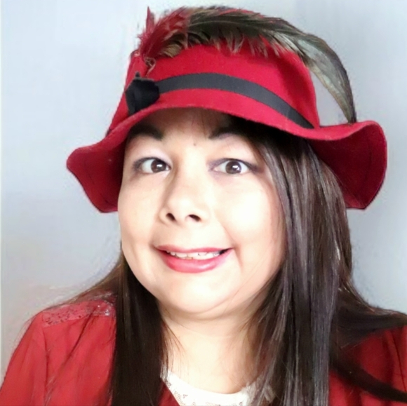 Women's Elegant Red Velvet Feather Frdora Hat - Picture 4 of 10